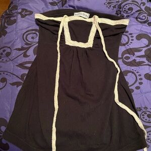 Betty Blue Black Tank Top with Cream Trim